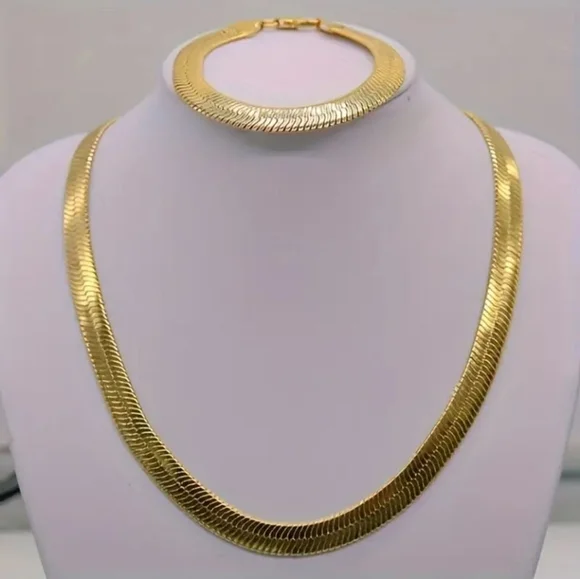 18K GOLD PLATED CHAIN BRACELET SET-CLEARENCE